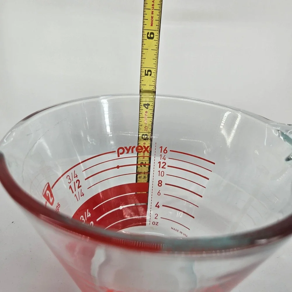 Vintage Pyrex 2 Cup Glass Measuring Cup Red Lettering 16oz 500ml Made in USA
